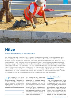 Vorschauseite 1: Hitze 10 Millionen Beschäftigte im Job stark belastet