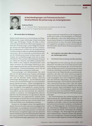 Vorschauseite 1: Arbeitsbedingungen und Patientensicherheit - Strafrechtliche Verantwortung von Arbeitgebenden