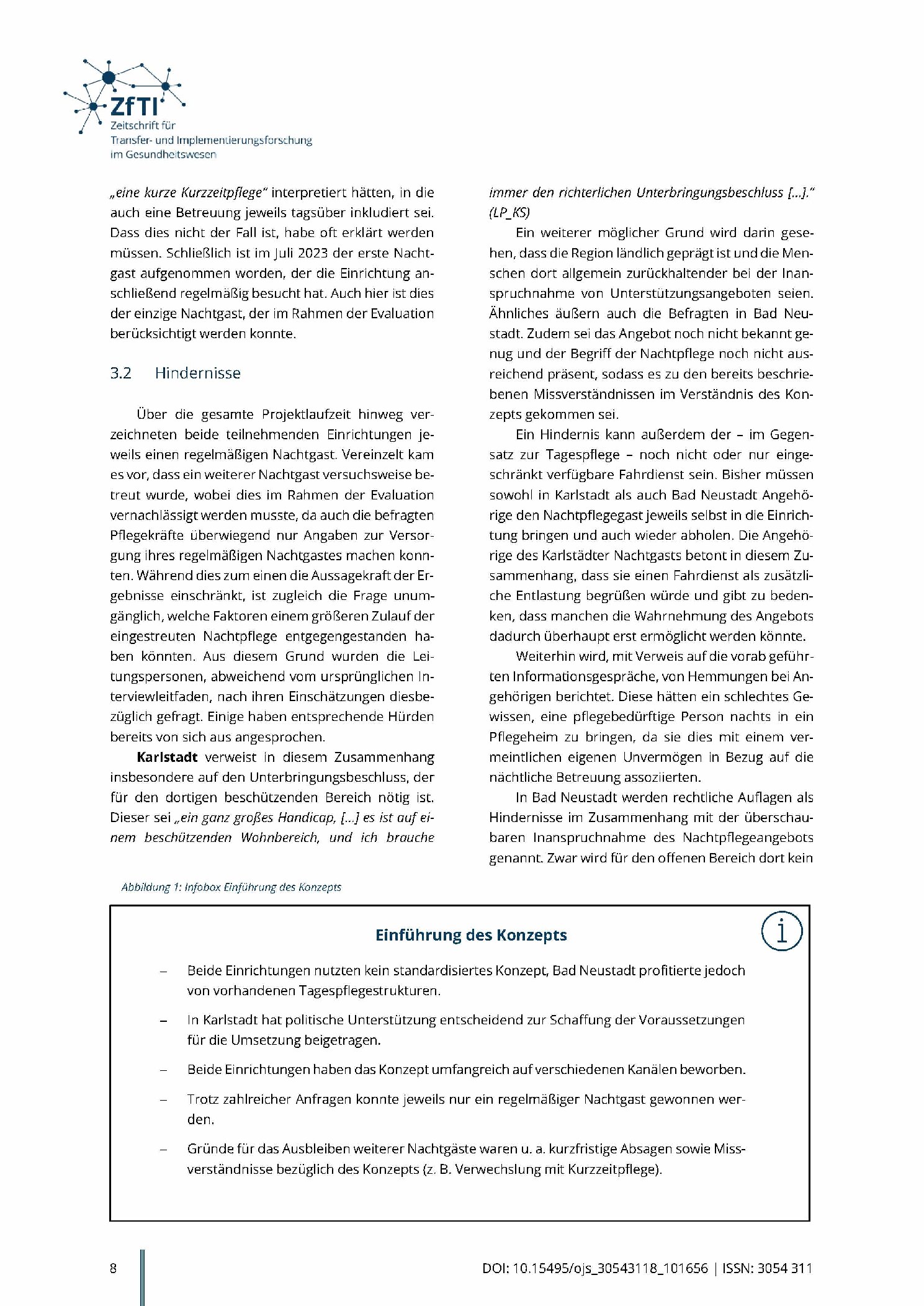 Vorschauseite 5: Strukturelle und prozessuale Voraussetzungen und Hürden bei der Implementierung einer eingestreuten Nachtpflege: Ergebnisse einer Interviewstudie