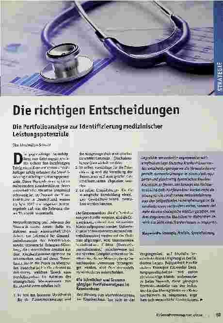 Vorschauseite 1: Die richtigen Entscheidungen: Die Portfolioanalyse zur Identifizierung medizinischer Leistungspotenziale