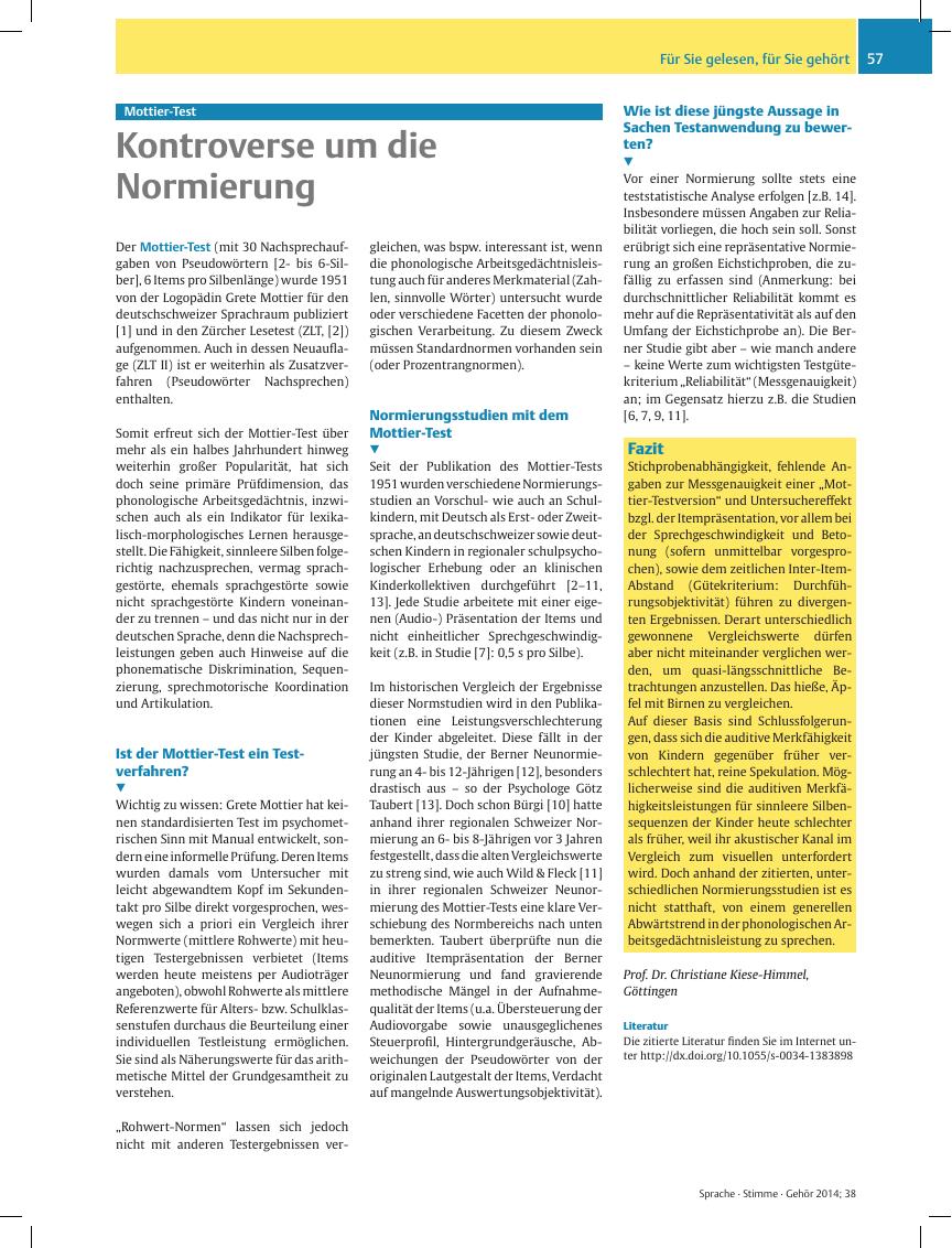 Vorschauseite 1: Mottier-Test ? Kontroverse um die Normierung