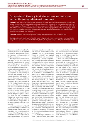 Vorschauseite 2: Ergotherapie in der Intensivmedizin – ein Baustein der interprofessionellen Zusammenarbeit