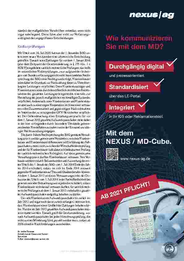 Vorschauseite 2: Aufwandspauschalen: Kliniken dürfen Zahlungen überwiegend behalten.