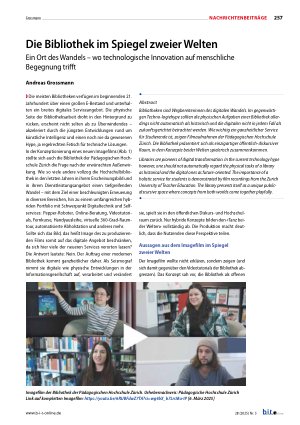 Vorschauseite 1: Die Bibliothek im Spiegel zweier Welten Ein Ort des Wandels – wo technologische Innovation auf menschliche Begegnung trifft