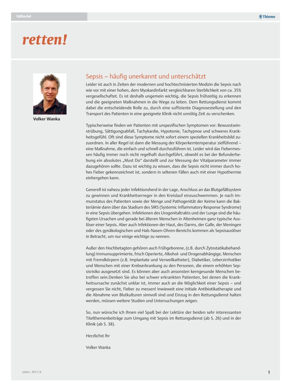 Vorschauseite 1: Sepsis? häufig unerkannt und unterschätzt