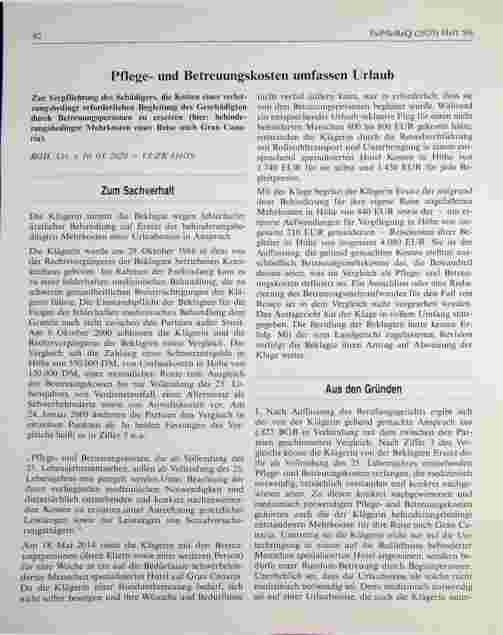 Vorschauseite 1: Pflegeund Betreuungskosten umfassen Urlaub.