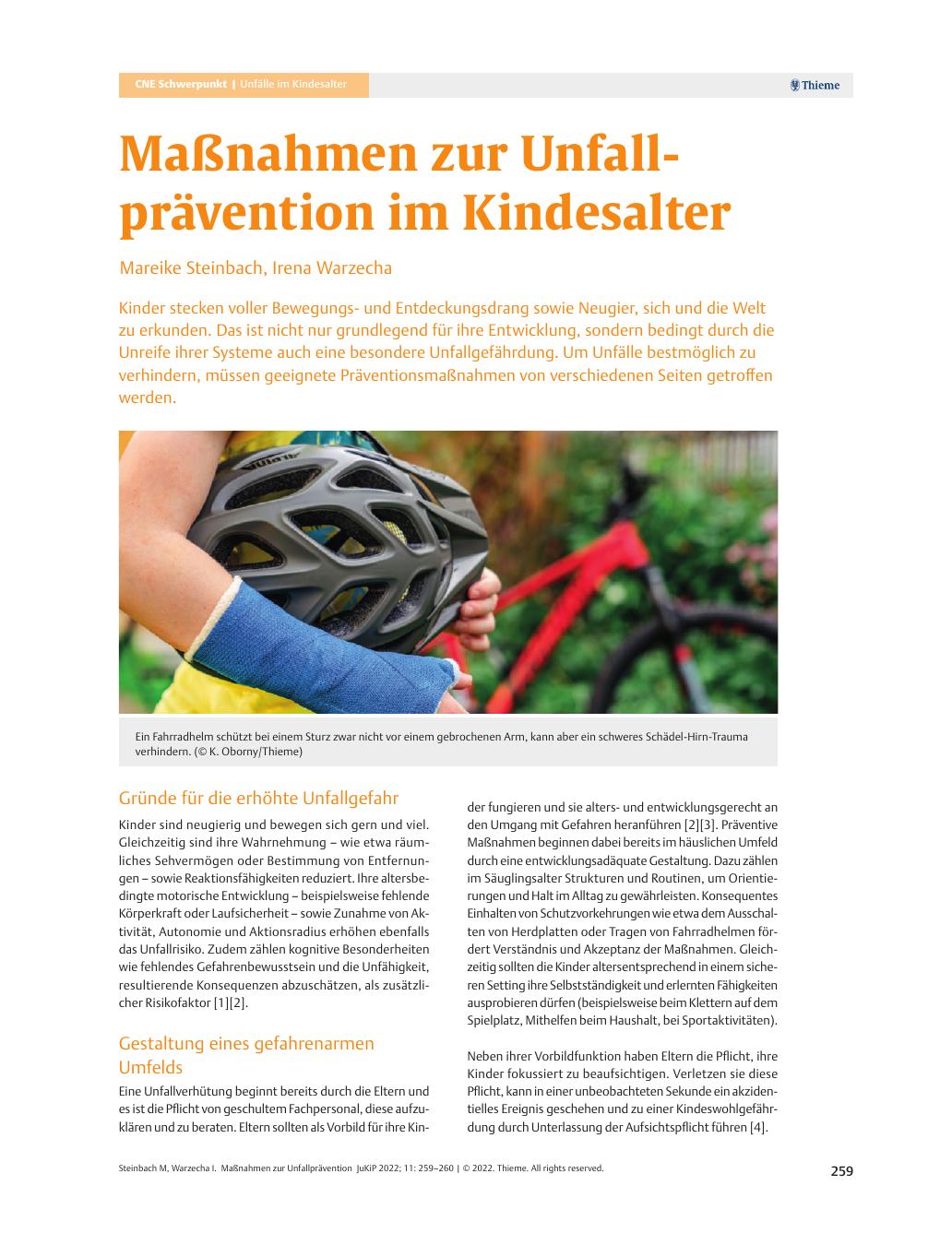 Vorschauseite 1: Maßnahmen zur Unfallprävention im Kindesalter