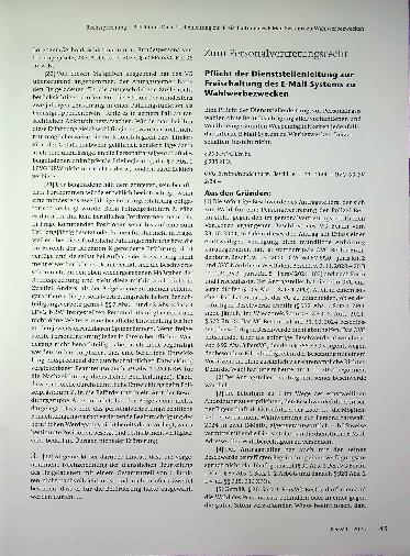 Vorschauseite 3: Zum Beamtenrecht: Personalvertretungsrechtliches Benachteiligungsverbot im Stellenbesetzungsverfahren