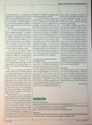 Vorschauseite 2: Gesundheitsund Krankenpflege-Spezialisierungsverordnung 2026 (GuK-SV 2026) - in Begutachtung