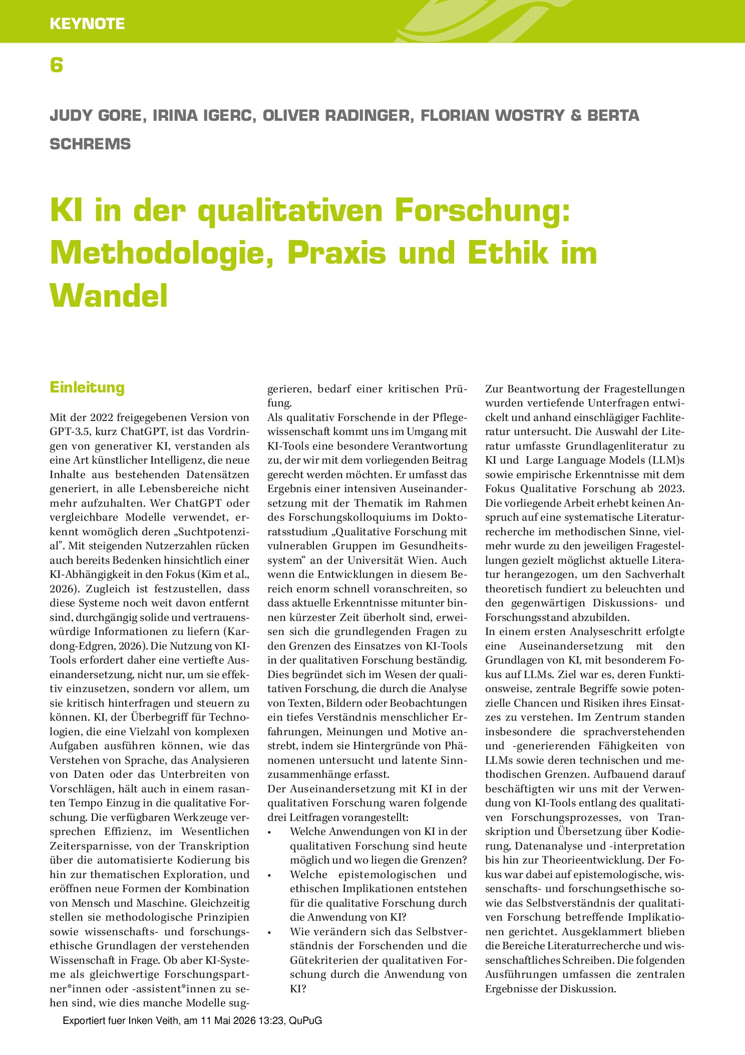 Vorschauseite 1: KI in der qualitativen Forschung: Methodologie, Praxis und Ethik im Wandel