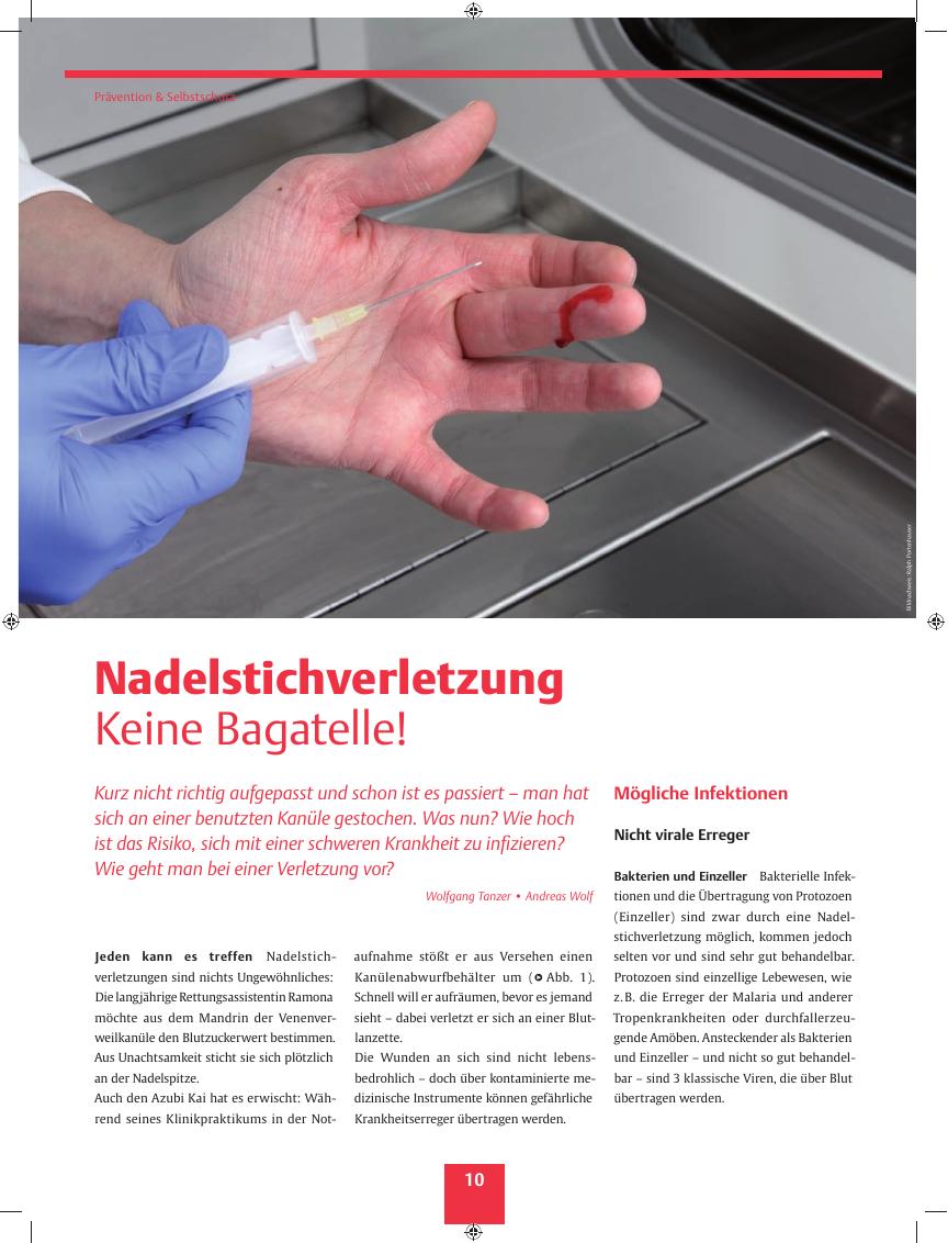 Vorschauseite 1: Nadelstichverletzung ? Keine Bagatelle!