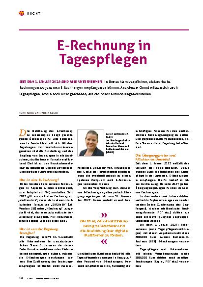 Vorschauseite 1: E-Rechnung in Tagespflegen