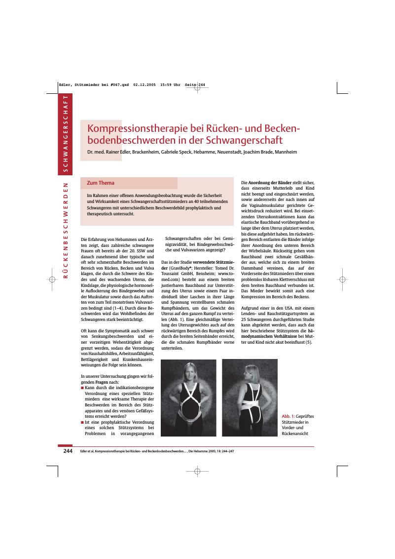 Vorschauseite 1: Kompressionstherapie bei Rückenund Beckenbodenbeschwerden in der Schwangerschaft