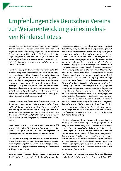Vorschauseite 1: Empfehlungen des Deutschen Vereins zur Weiterentwicklung eines inklusiven Kinderschutzes