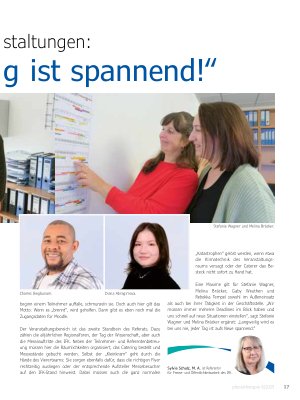 Vorschauseite 2: Das Referat Fortbildung und Veranstaltungen: „Jeder Tag ist spannend! “