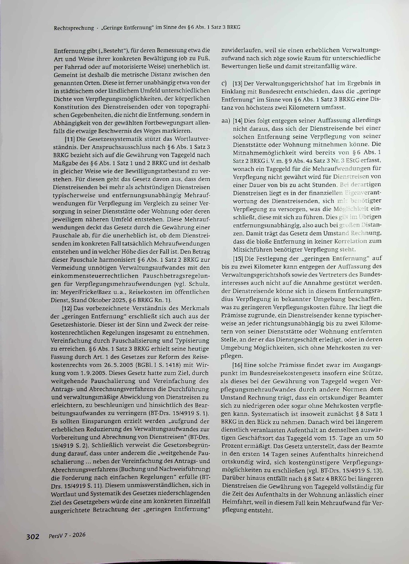 Vorschauseite 3: „Geringe Entfernung“ im Sinne des § 6 Abs. 1 Satz 3 BRKG