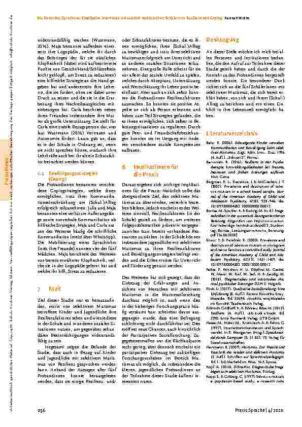 Vorschauseite 4: Die Kunst des Sprechens. Qualitative Interviews mit selektiv mutistischen Schülern zu Resilienz und Coping