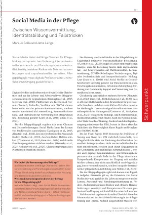 Vorschauseite 1: Social Media in der Pflege Zwischen Wissensvermittlung, Identitätsbildung und Fallstricken