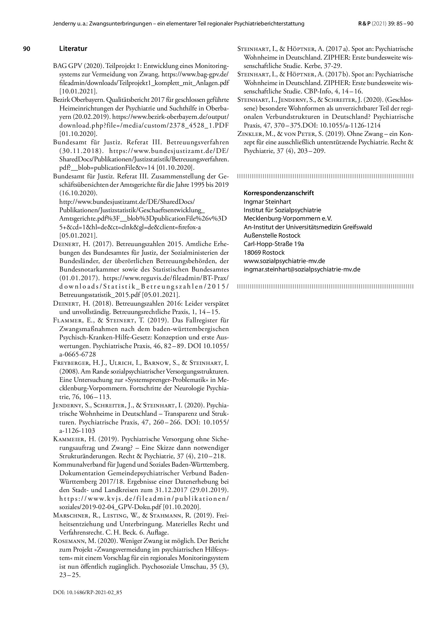 Vorschauseite 6: Zwangsunterbringungen – ein elementarer Teil regionaler Psychiatrieberichterstattung: Erprobung eines regionalen Monitoringtools in Mecklenburg-Vorpommern