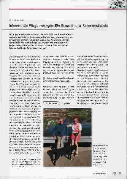 Vorschauseite 1: Informell die Pflege managen: Ein Erlebnisund Reflexionsbericht