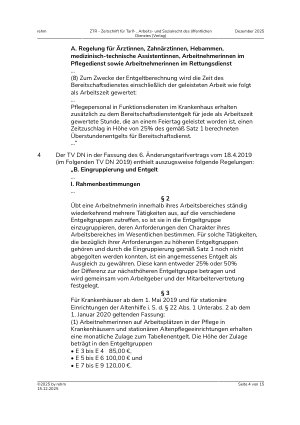 Vorschauseite 4: I. Tarifrecht Tarifvertrag Diakonie Niedersachsen – Pflegezulage – Anspruch für Beschäftigte im Funktionsdienst