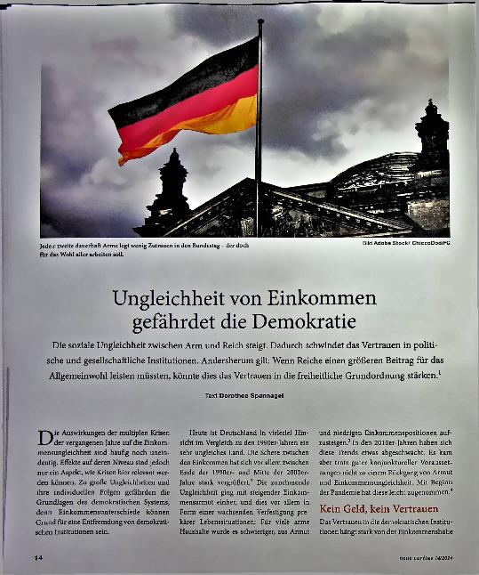 Vorschauseite 1: Ungleichheit von Einkommen gefährdet die Demokratie