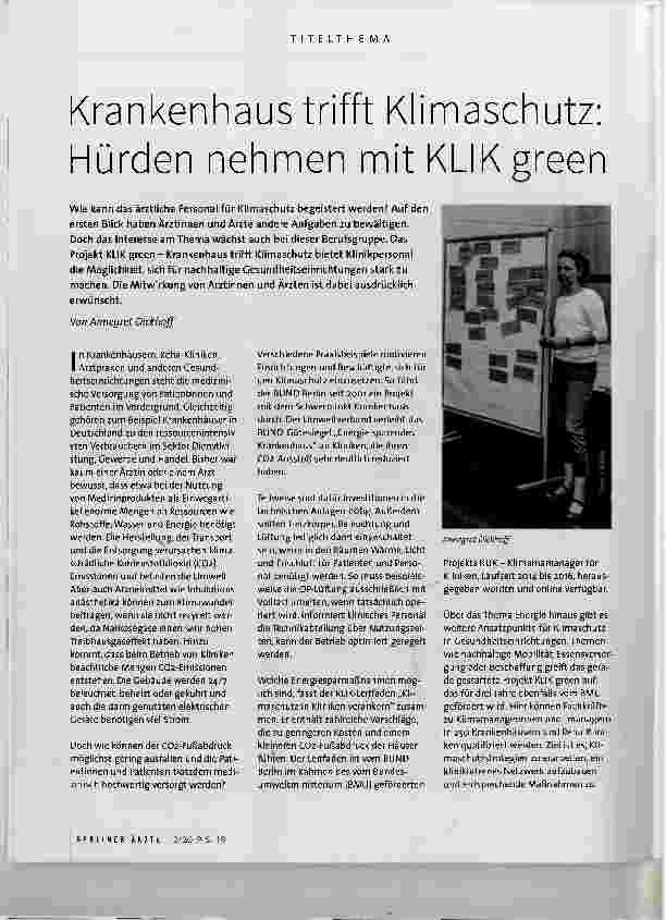 Vorschauseite 1: Krankenhaus trifft Klimaschutz: Hürden nehmen mit KLIK green