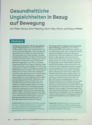 Vorschauseite 1: Gesundheitliche Ungleichheiten in Bezug auf Bewegung