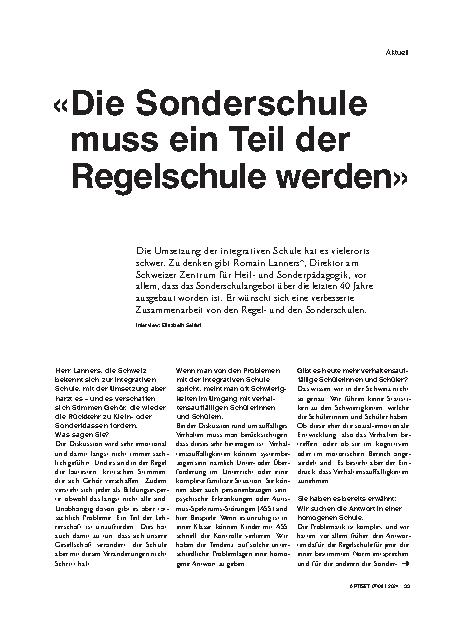 Vorschauseite 1: "Die Sonderschule muss ein Teil der Regelschule werden. "