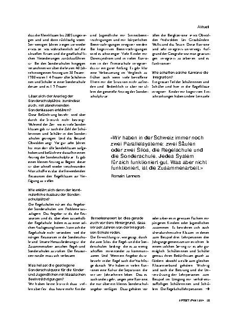 Vorschauseite 3: "Die Sonderschule muss ein Teil der Regelschule werden. "