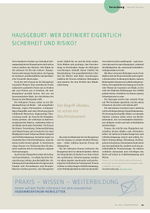 Vorschauseite 1: Hausgeburt: Wer definiert eigentlich Sicherheit und Risiko?