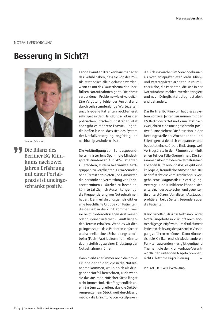 Vorschauseite 1: Notfallversorgung: Besserung in Sicht?!