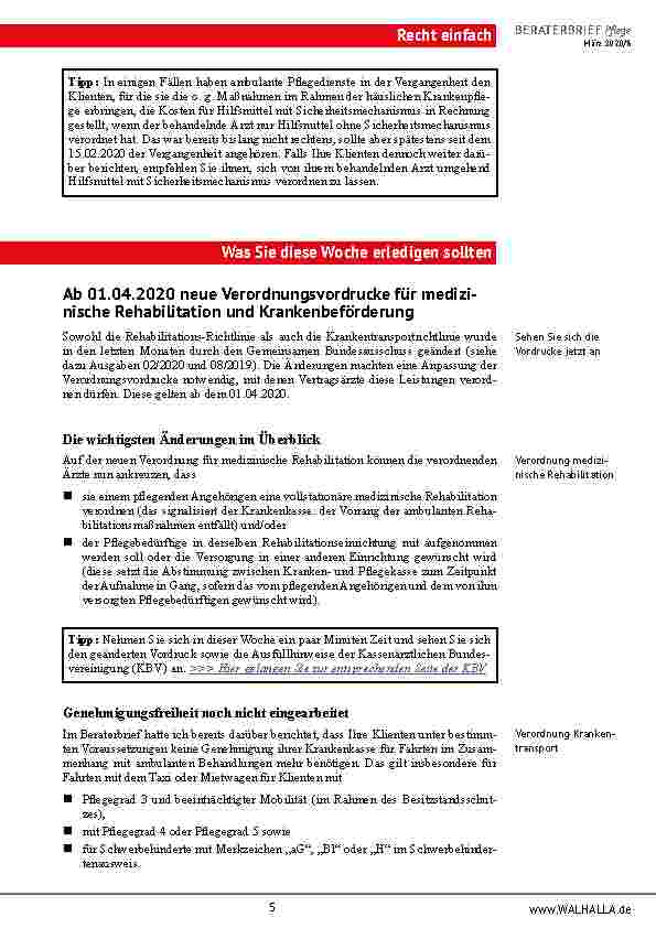 Vorschauseite 5: Achtung: MDK Niedersachsen informiert über Aussetzung der persönlichen Pflegebegutachtung