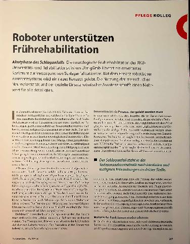 Vorschauseite 1: Roboter unterstützen Frührehabilitation.
