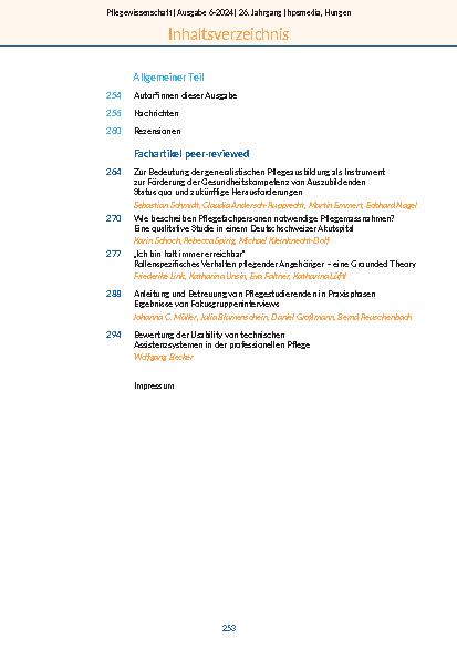 Vorschauseite 3: Pflegewissenschaft 6-2024