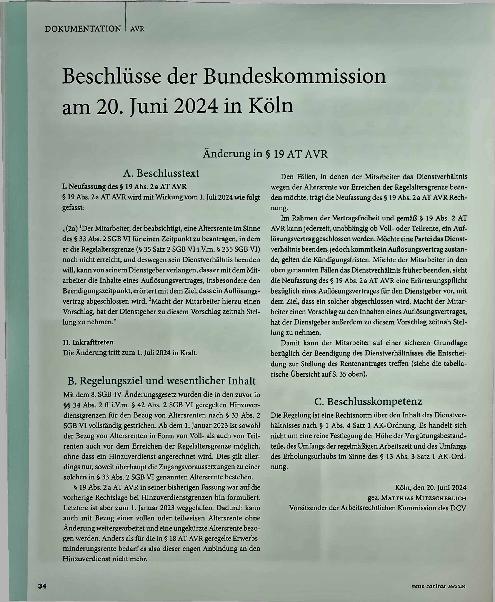 Vorschauseite 1: Beschlüsse der Bundeskommission am 20. Juni 2024 in Köln