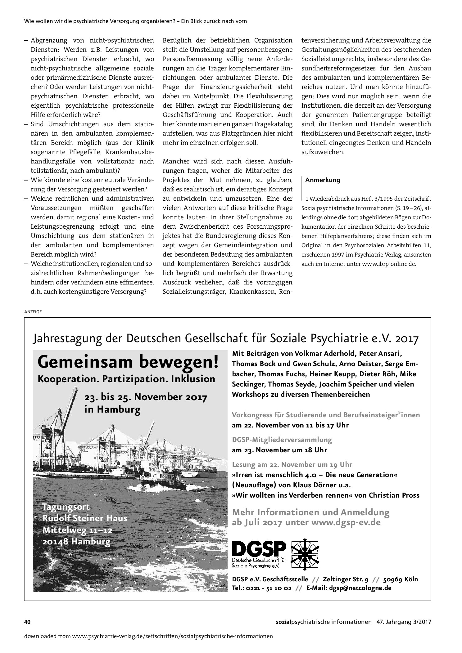 Vorschauseite 4: Die Bemühungen um eine Personalbemessung gemeindepsychiatrischer Versorgungsleistungen