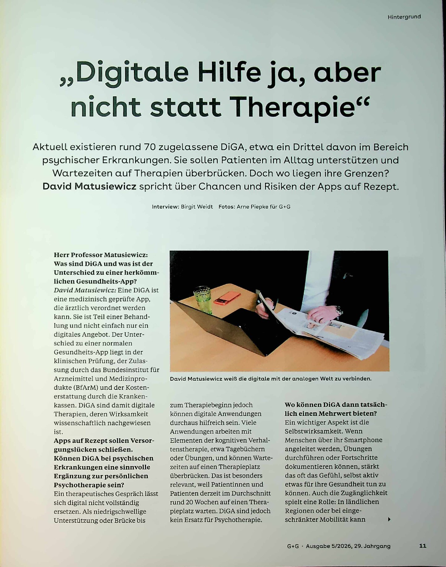 Vorschauseite 2: „Digitale Hilfe ja, aber nicht statt Therapie“