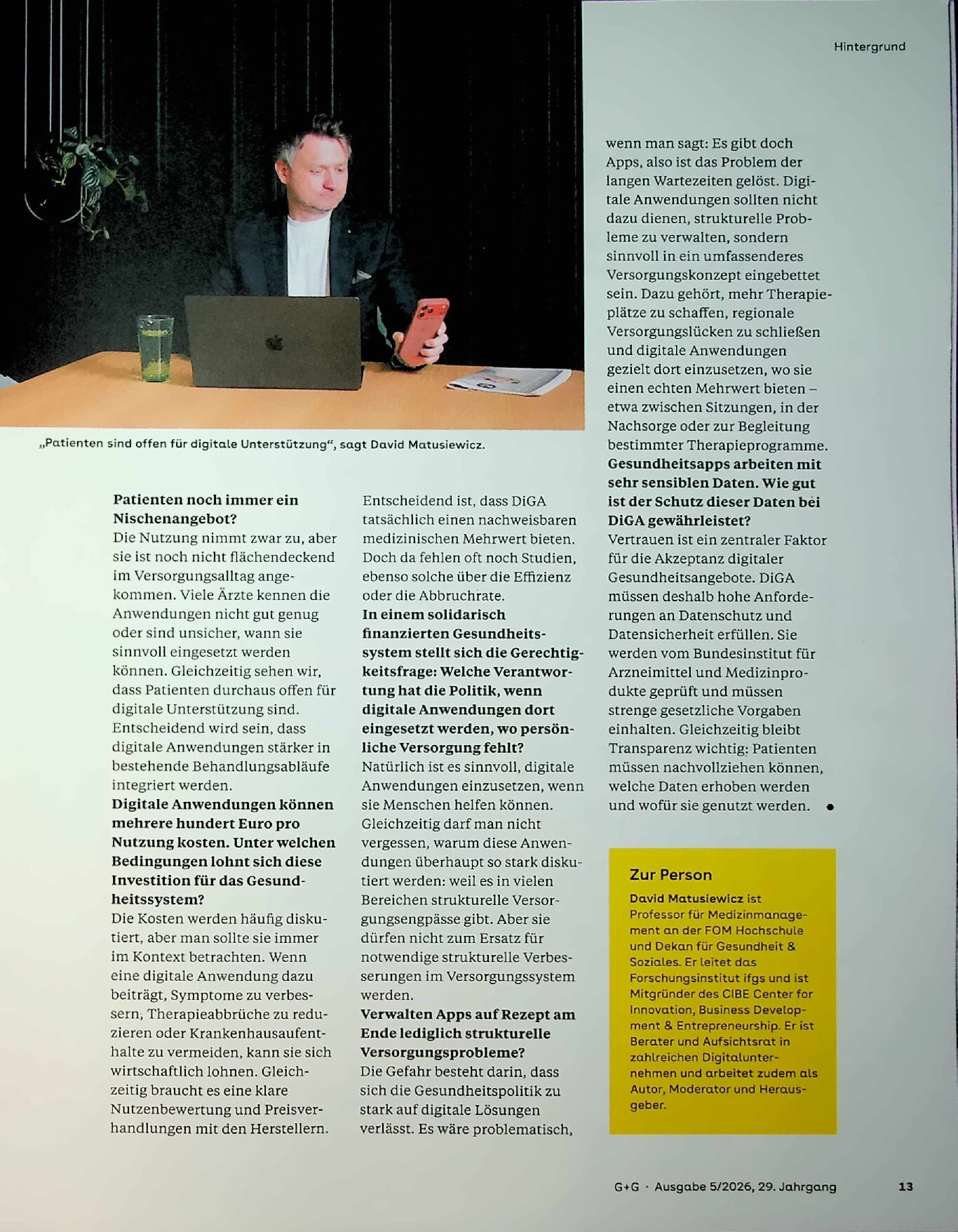 Vorschauseite 4: „Digitale Hilfe ja, aber nicht statt Therapie“
