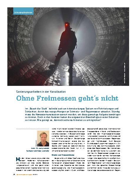 Vorschauseite 1: Sanierungsarbeiten in der Kanalisation Ohne Freimessen geht´s nicht