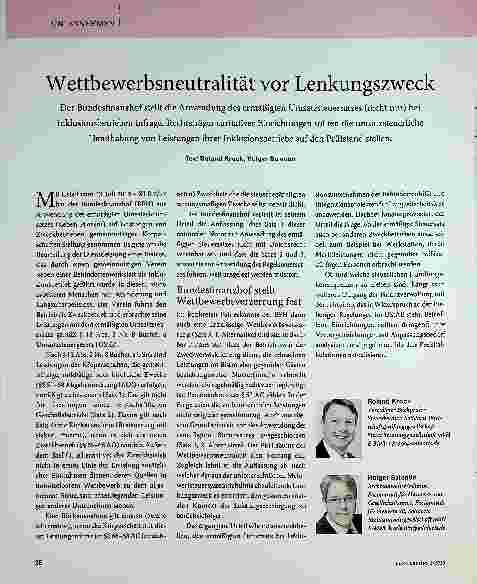 Vorschauseite 1: Wettbewerbsneutralität vor Lenkungszweck