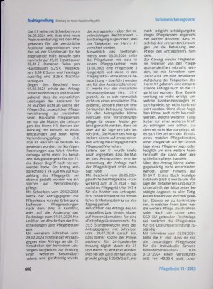 Vorschauseite 5: Erstattung von Kosten häuslicher Pflegehilfe nur bei Pflegekräften, die die Voraussetzungen des § 36 Abs. 4 Satz 2 SGB XI erfüllen