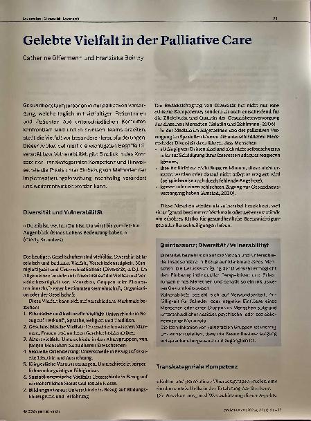Vorschauseite 1: Gelebte Vielfalt in der Palliative Care