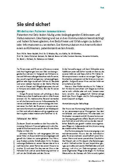 Vorschauseite 2: Sie sind sicher! Mit deliranten Patienten kommunizieren.
