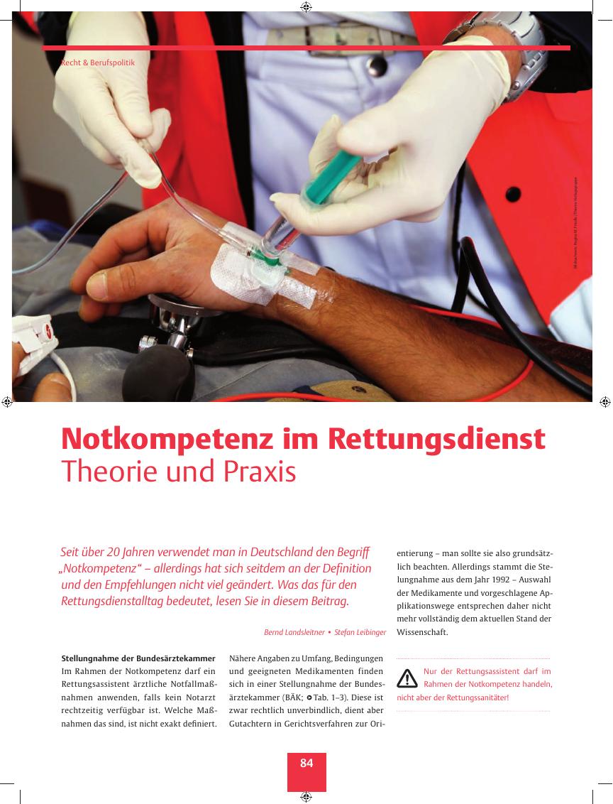 Vorschauseite 1: Notkompetenz im Rettungsdienst ? Theorie und Praxis