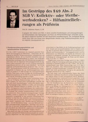 Vorschauseite 1: Im Gestrüpp des § 69 Abs. 2 SGB V: Kollektivoder Wettbewerbsdenken? - Hilfsmittellieferungen als Prüfstein
