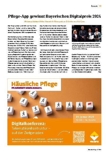 Vorschauseite 1: Pflege-App gewinnt Bayerischen Digitalpreis 2024