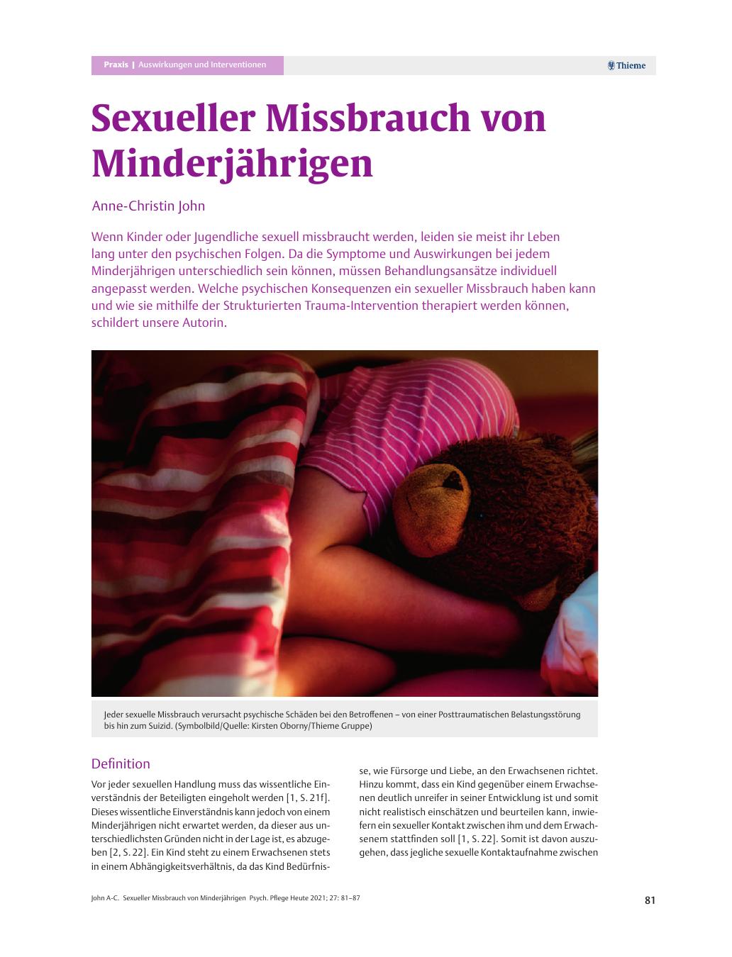 Vorschauseite 1: Sexueller Missbrauch von Minderjährigen
