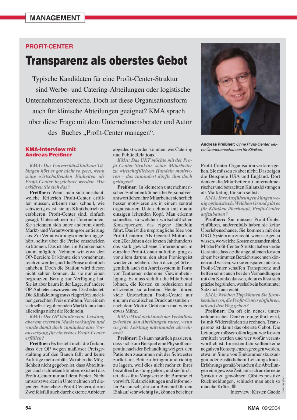 Vorschauseite 1: Transparenz als oberstes Gebot