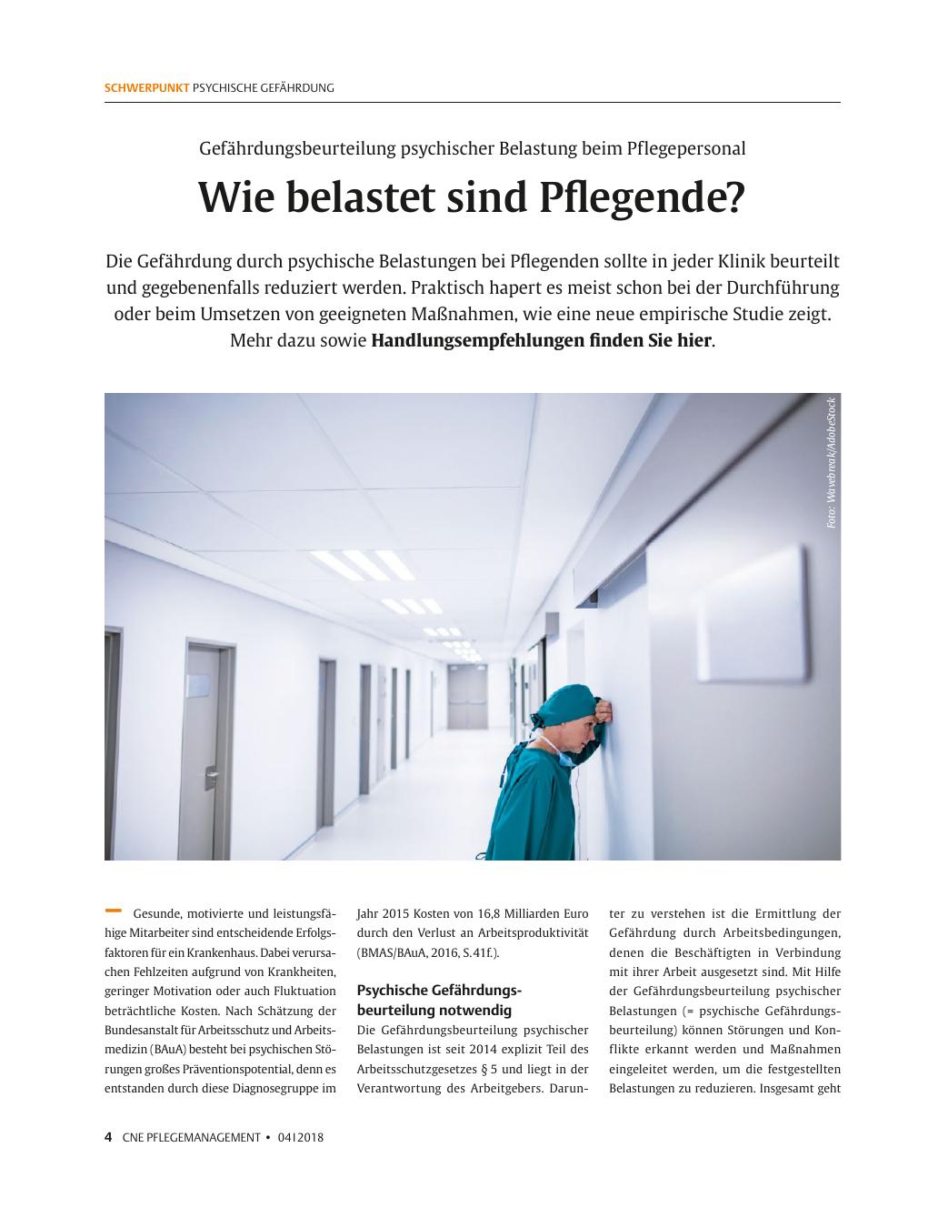 Vorschauseite 1: Wie belastet sind Pflegende?